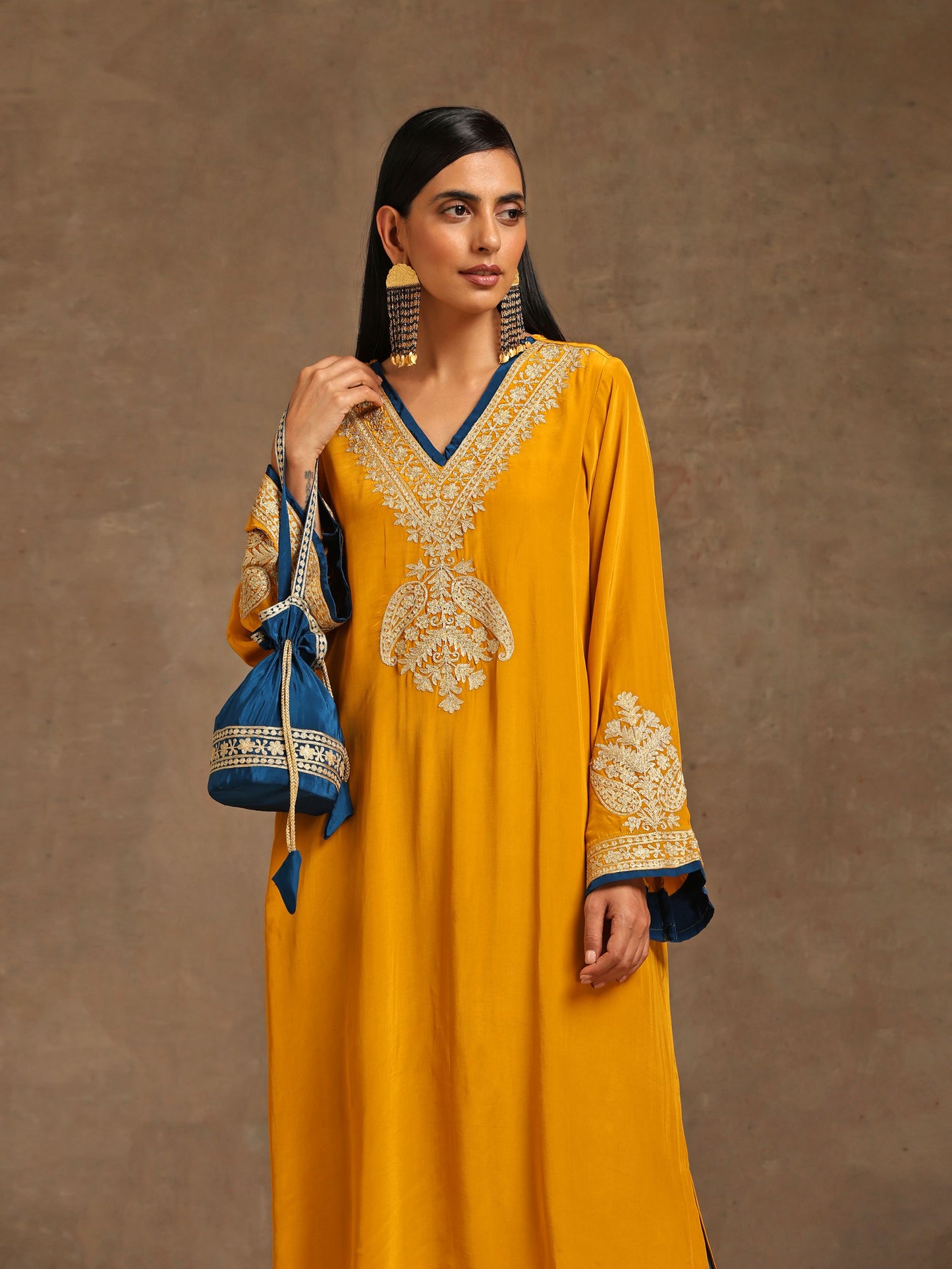 Aghaaz Mustard & Blue Pheran Set