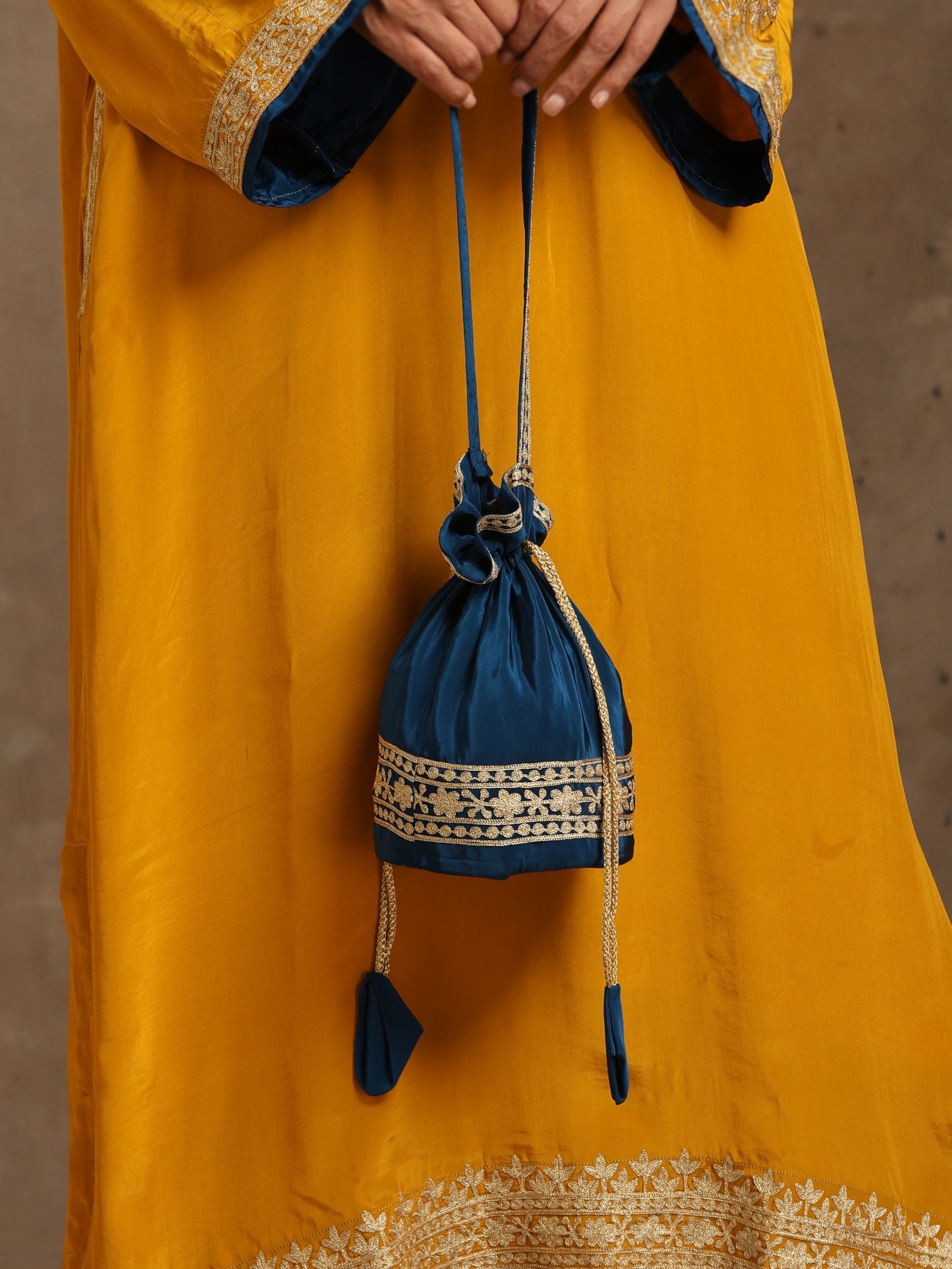 Aghaaz Mustard & Blue Pheran Set