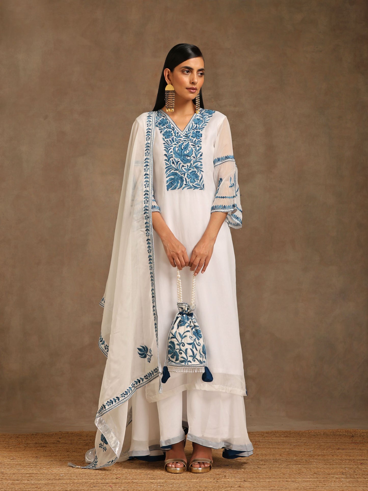 Aghaaz White Organza Suit Set