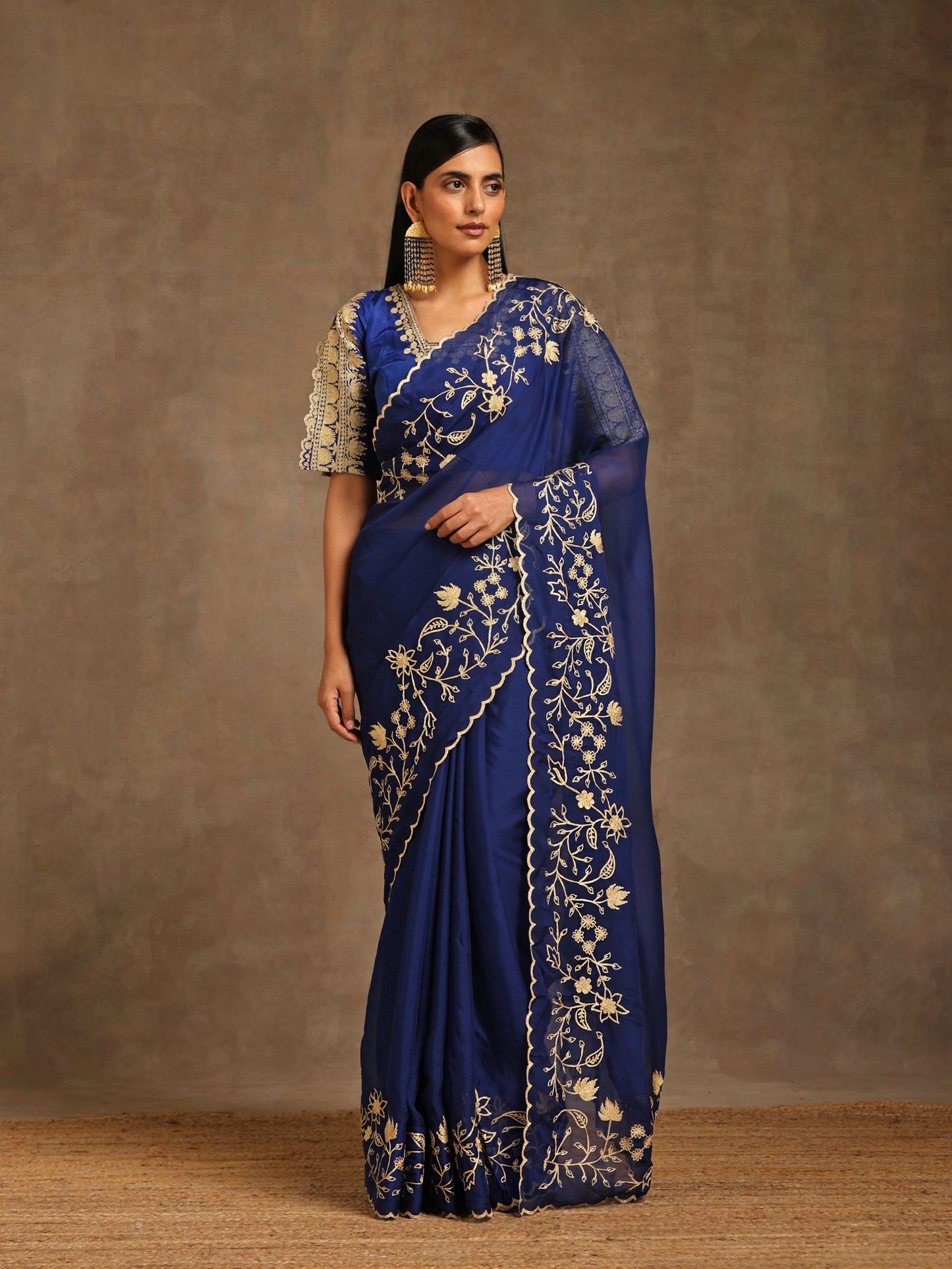 Aghaaz Blue Organza Saree