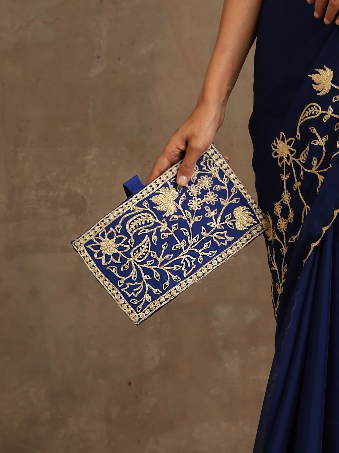 Aghaaz Blue Clutch