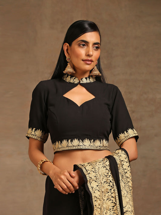 Aghaaz Black Crepe Saree