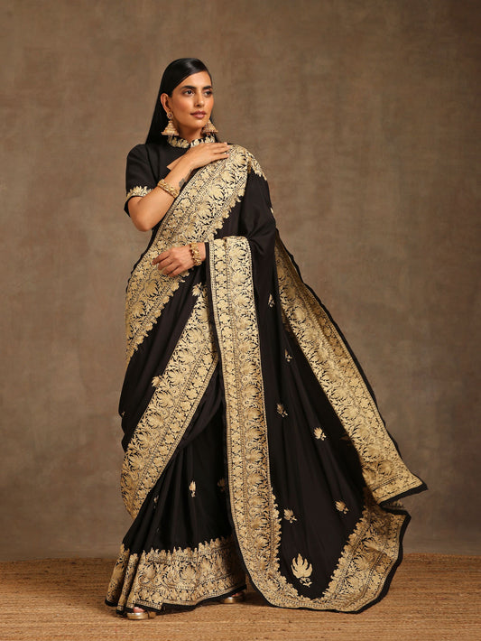 Aghaaz Black Crepe Saree