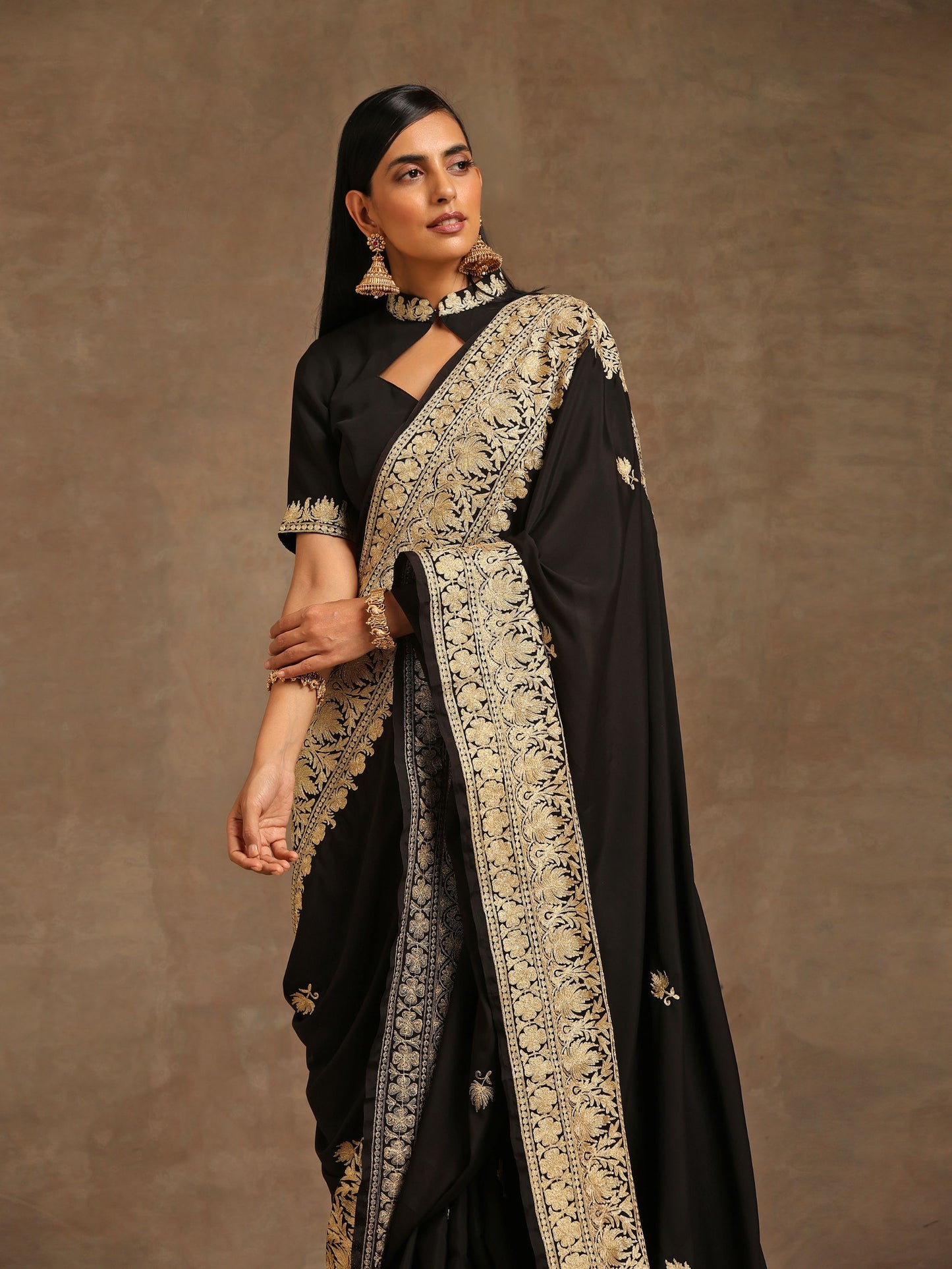Aghaaz Black Crepe Saree
