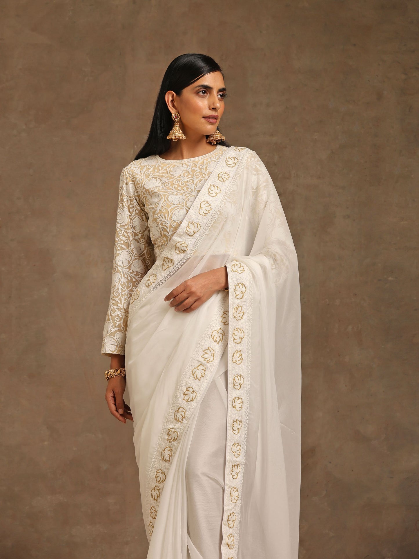 Aghaaz Off-White Saree