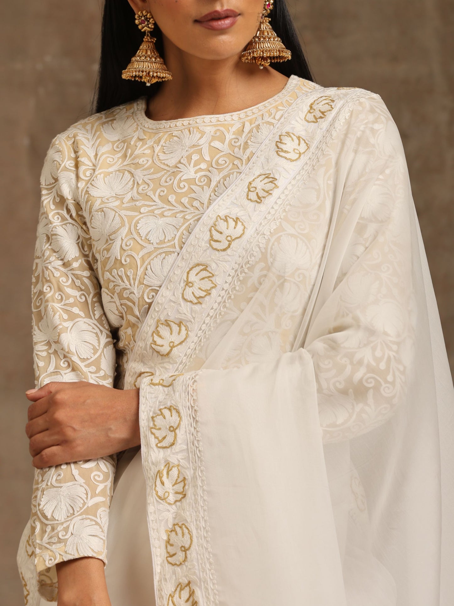 Aghaaz Off-White Saree
