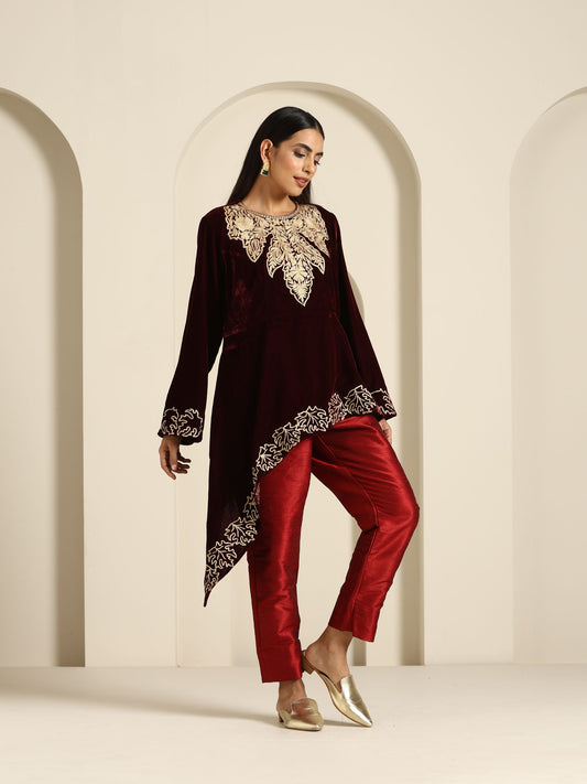 Sheen Maroon Co-ord Set