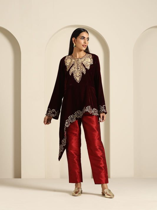 Sheen Maroon Co-ord Set