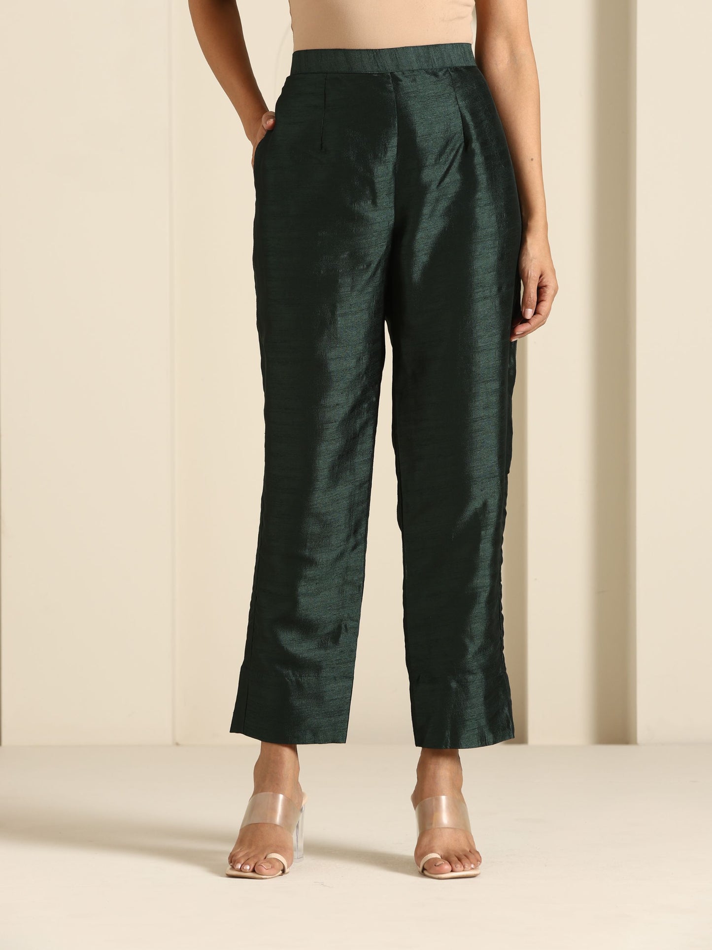 Sheen White & Green Suit Set