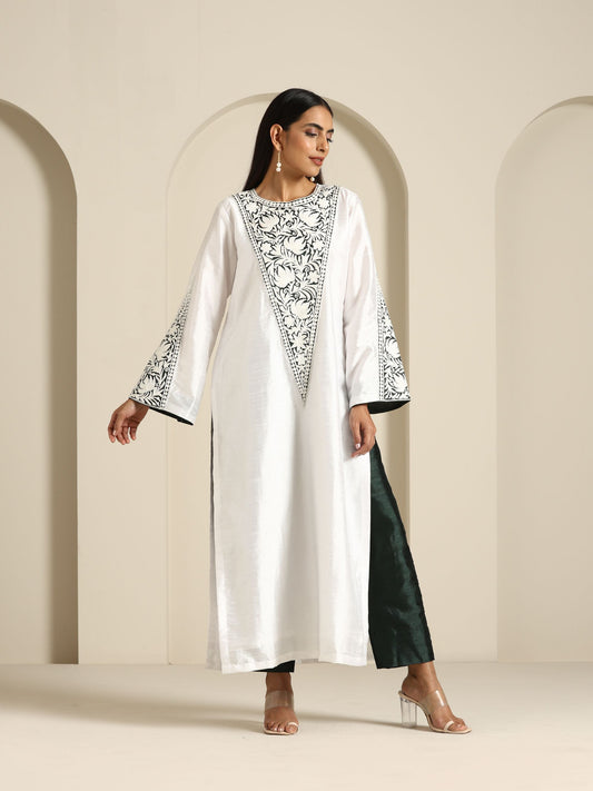 Sheen White & Green Suit Set