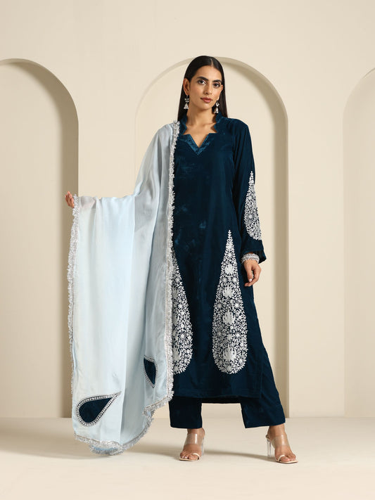 Sheen Drop Design Suit Set