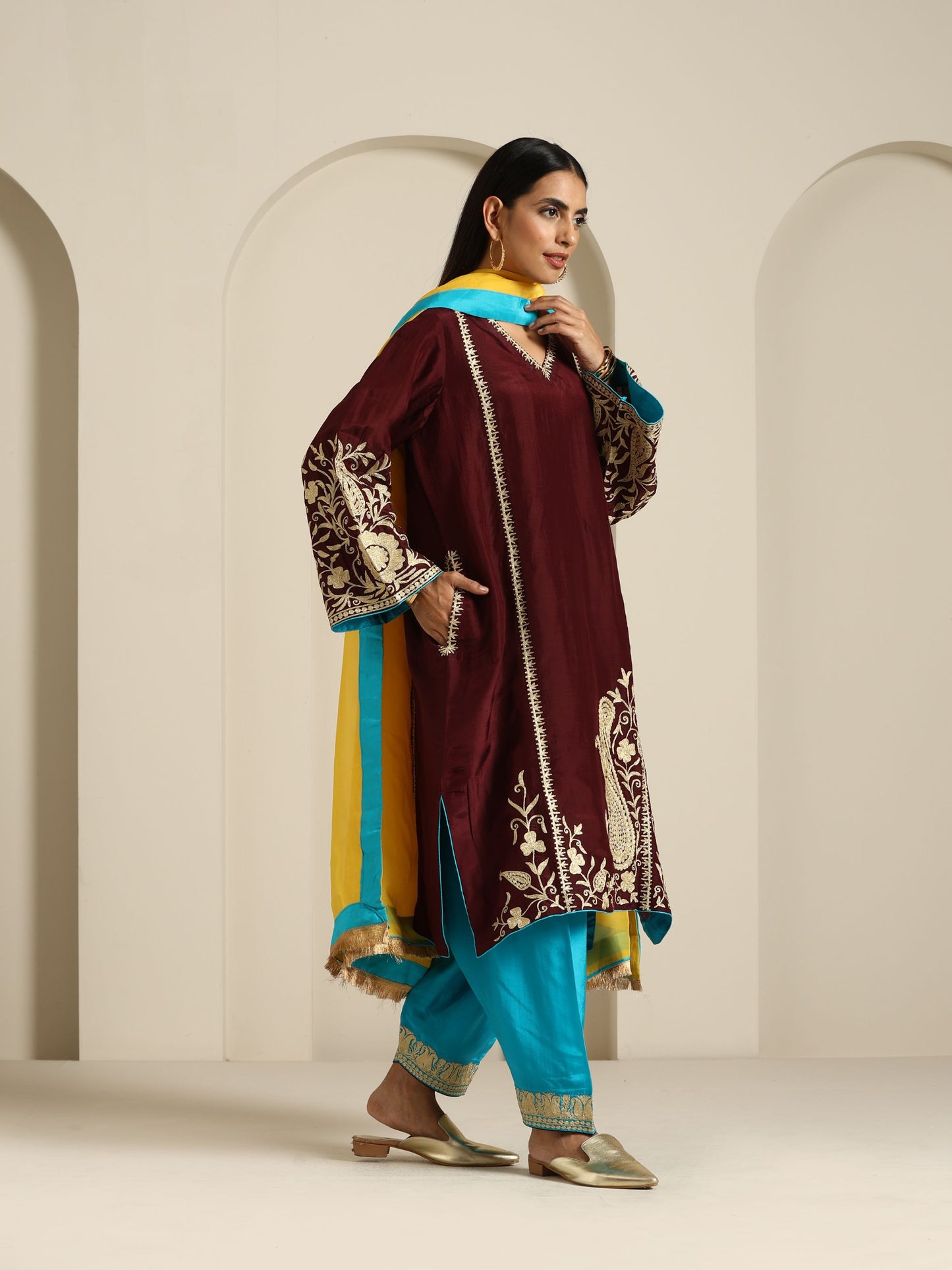 Sheen Multicolored Suit Set