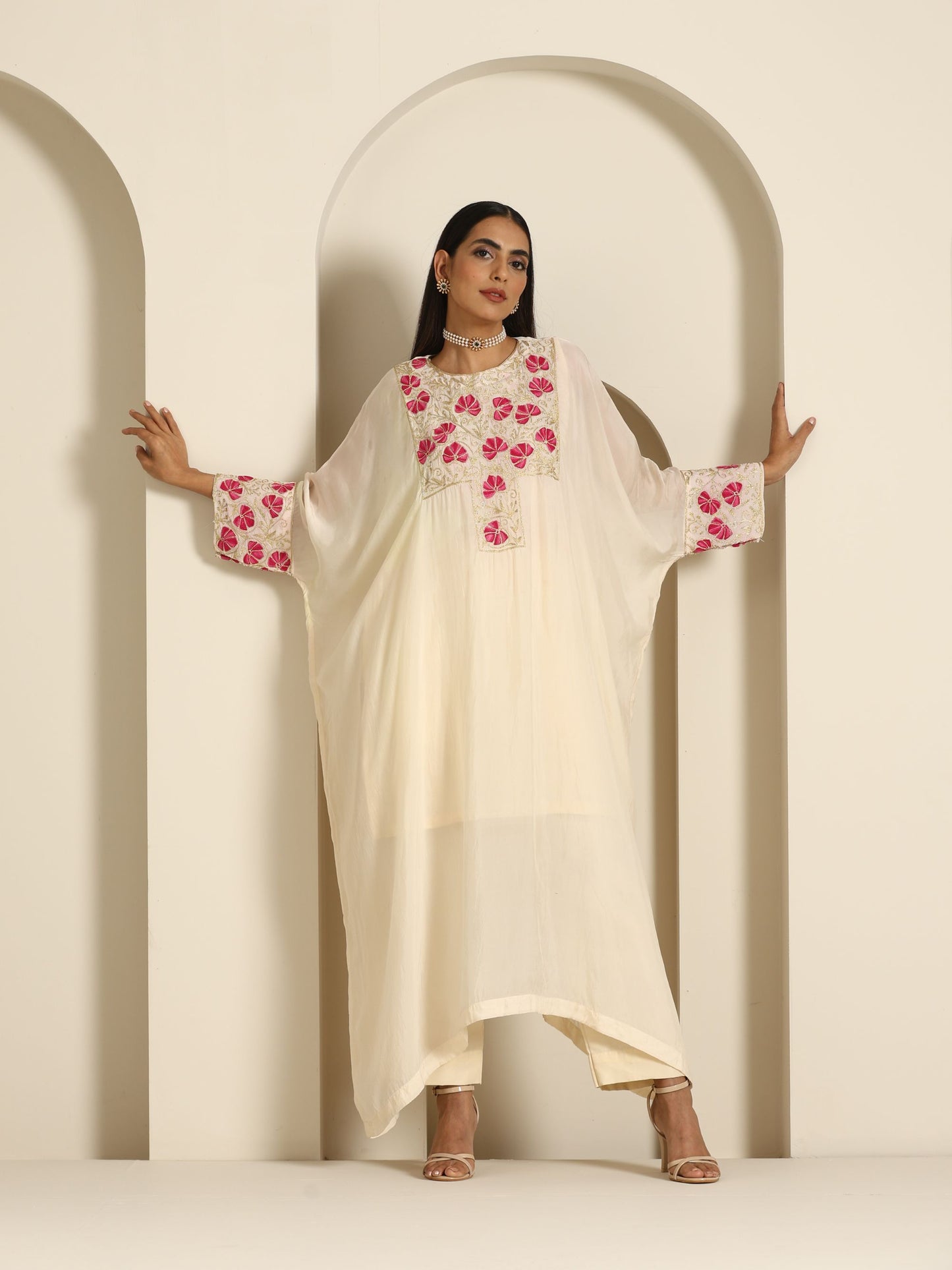 Gul Off-White Kaftan Set