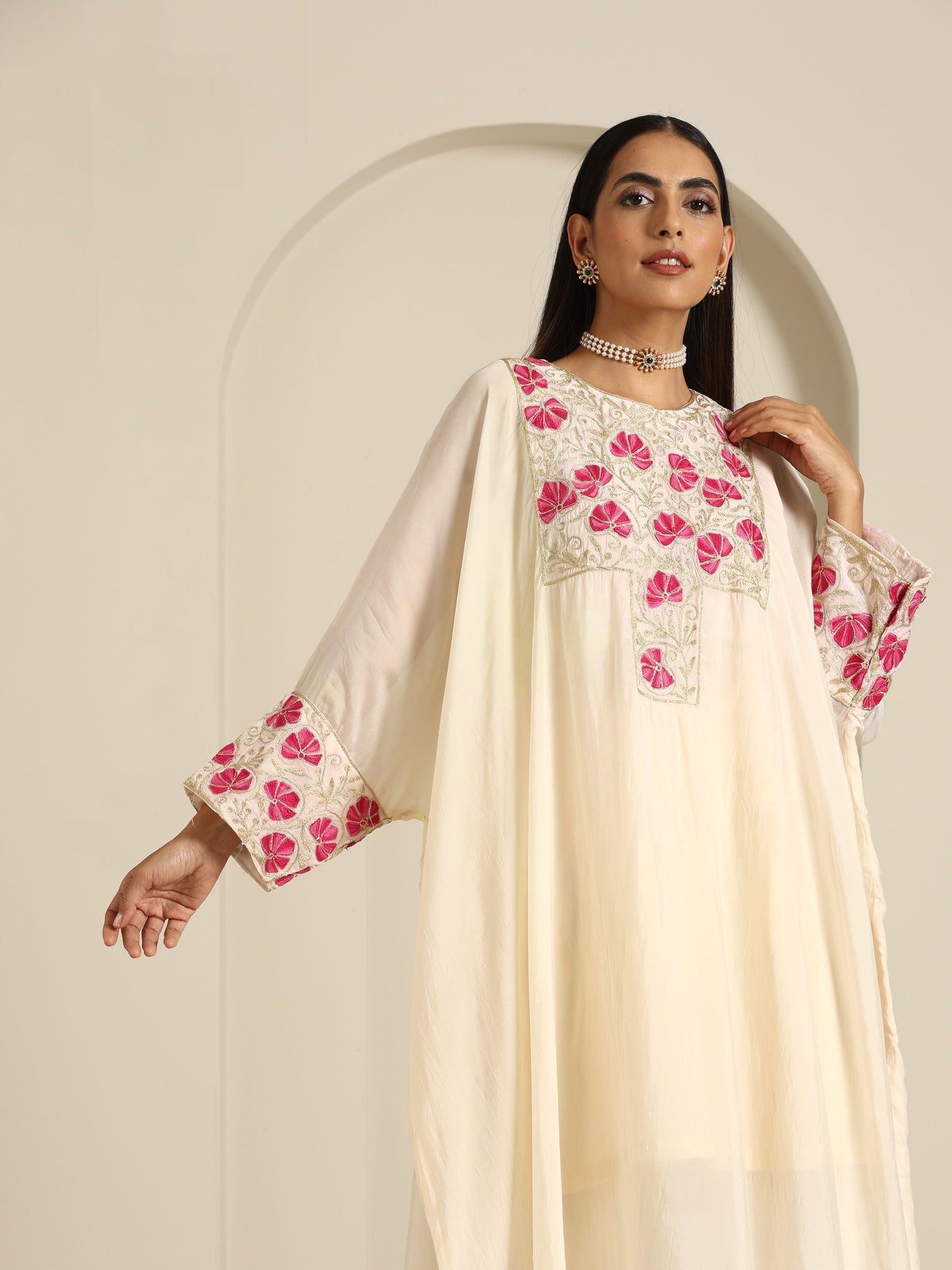 Gul Off-White Kaftan Set