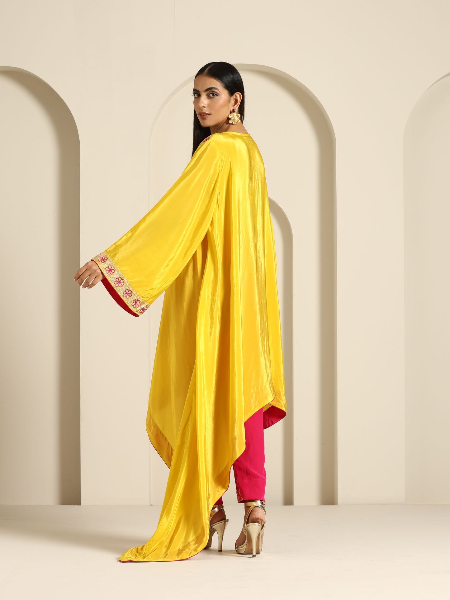 Rang Yellow & Hot Pink Kaftan Set