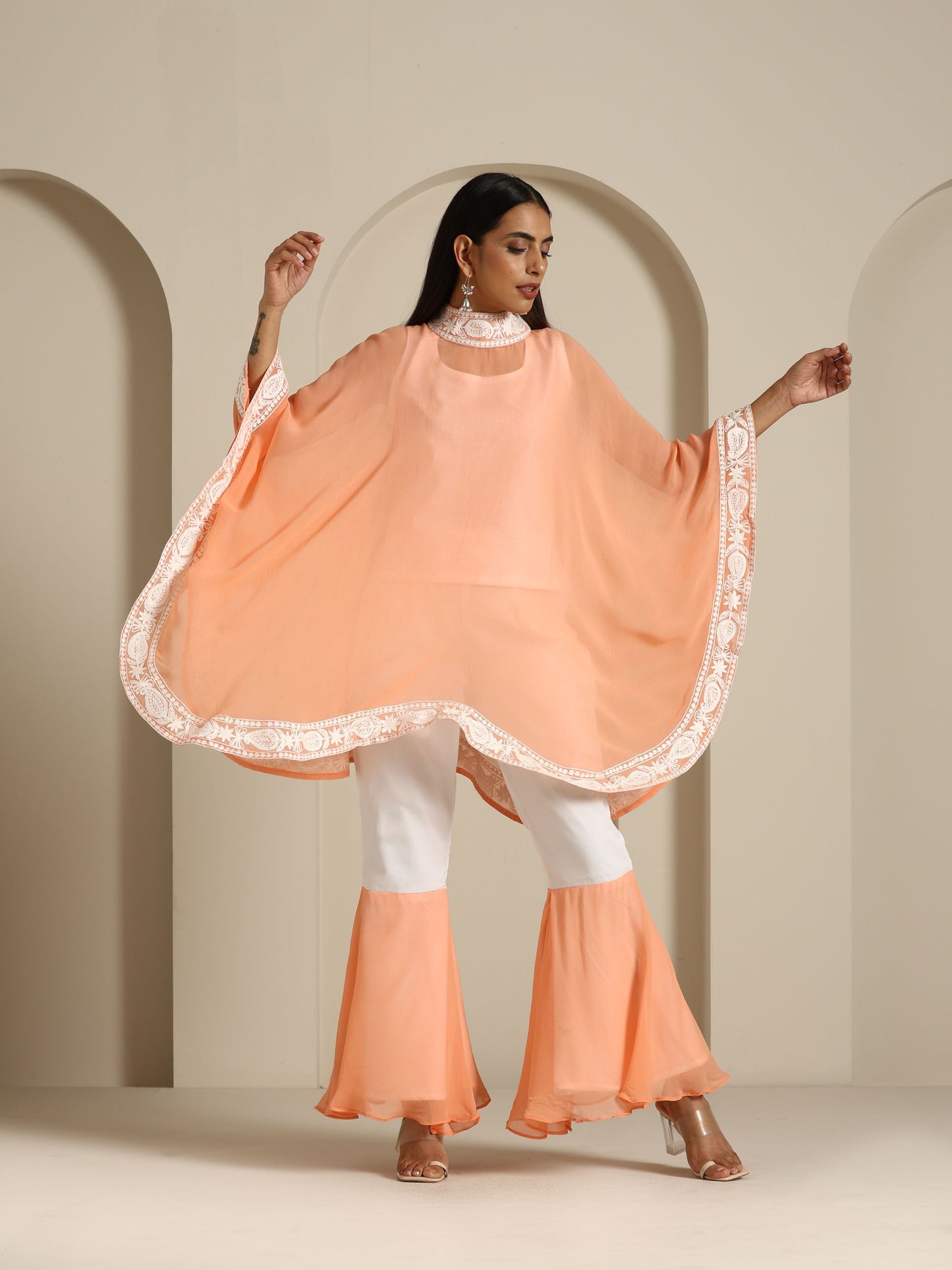 Gul Peach & White Co-ord Set