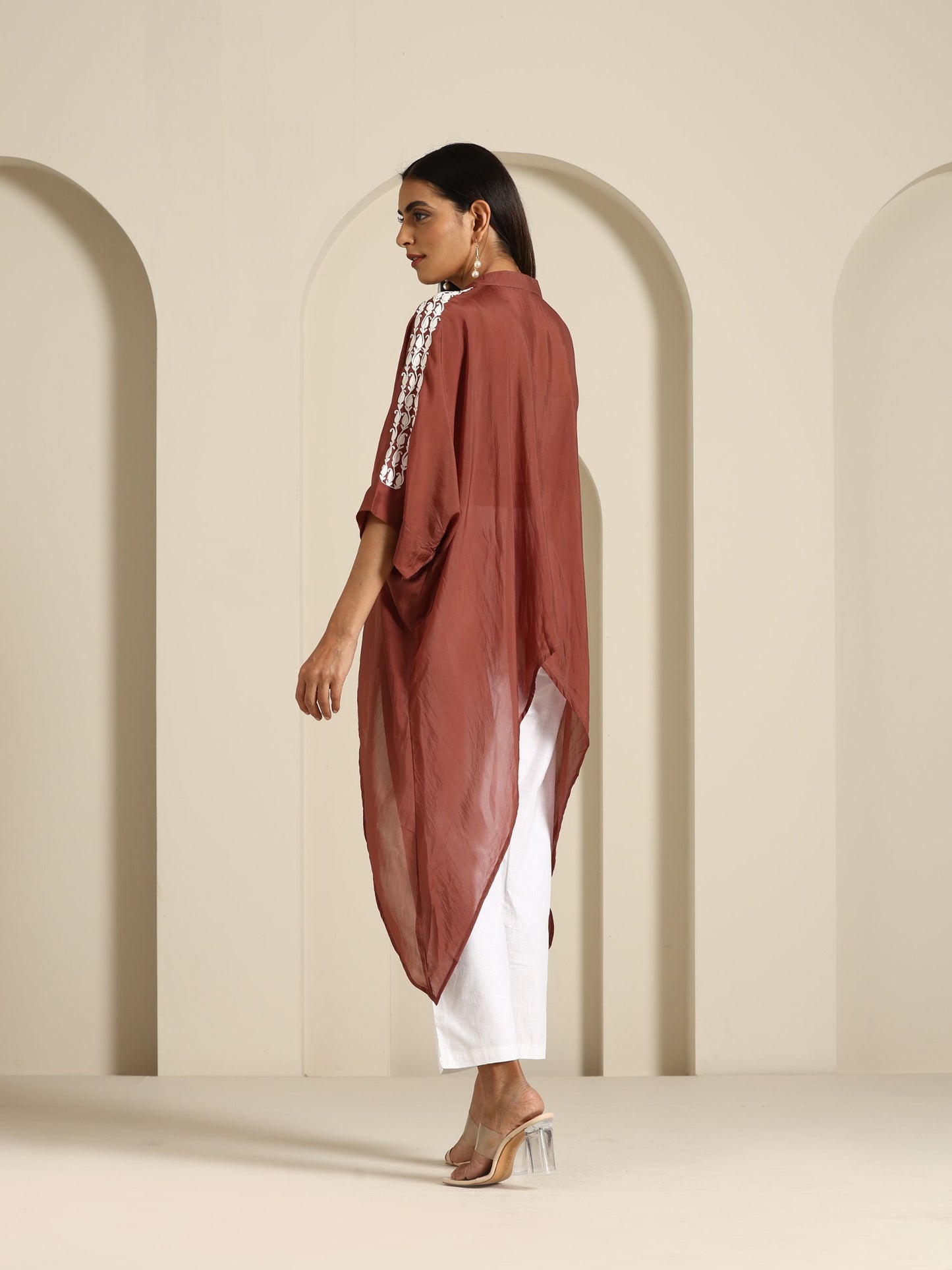 Gul Brown Crepe Silk Co-ord Set