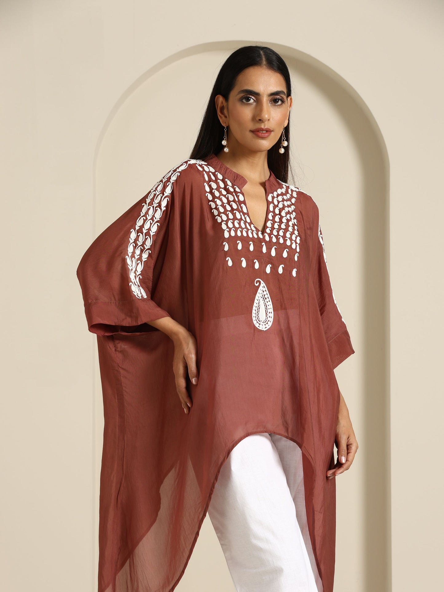 Gul Brown Crepe Silk Co-ord Set