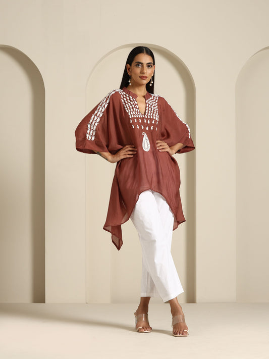 Gul Brown Crepe Silk Co-ord Set