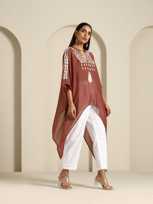 Gul Brown Crepe Silk Co-ord Set