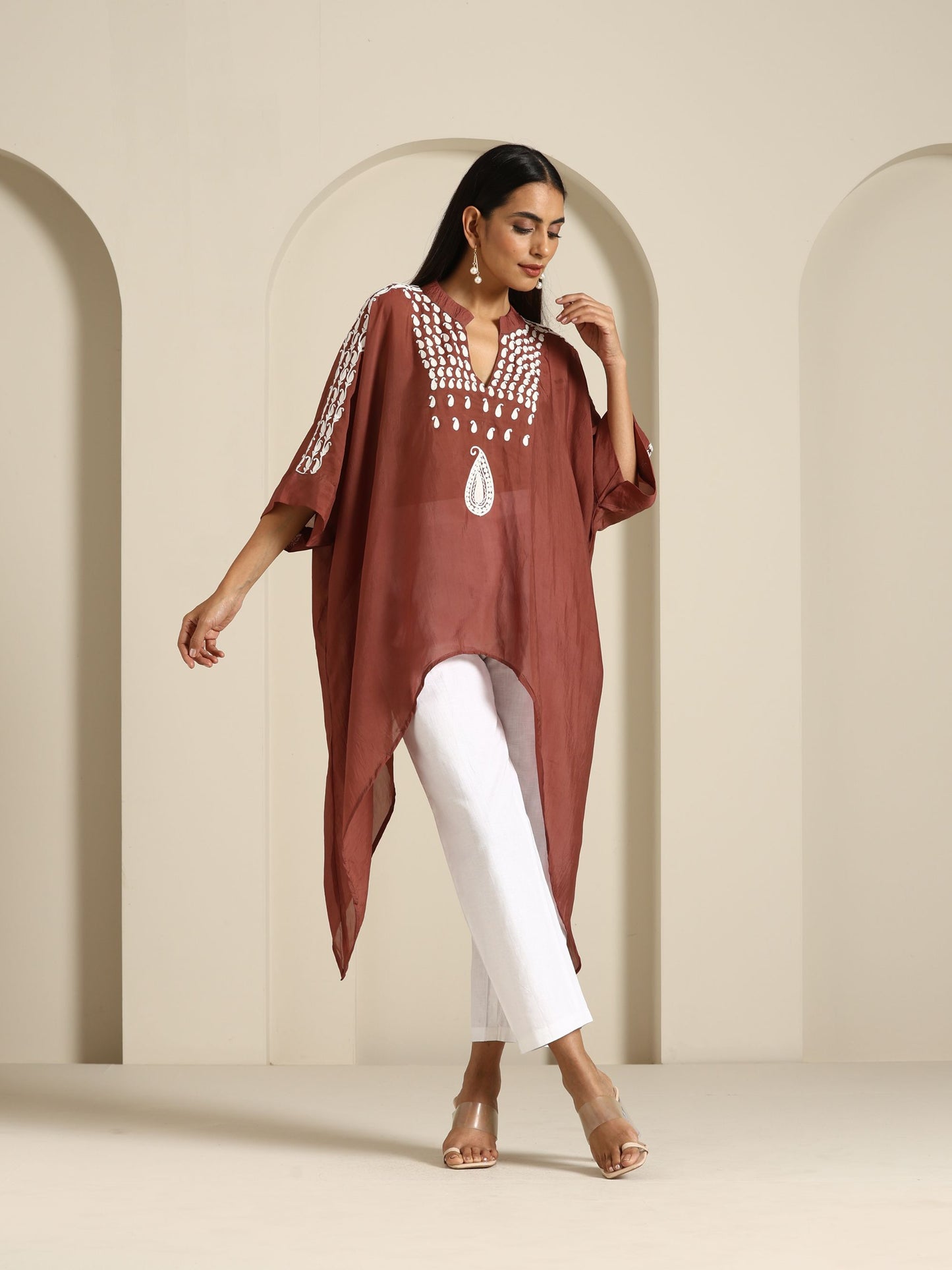 Gul Brown Crepe Silk Co-ord Set