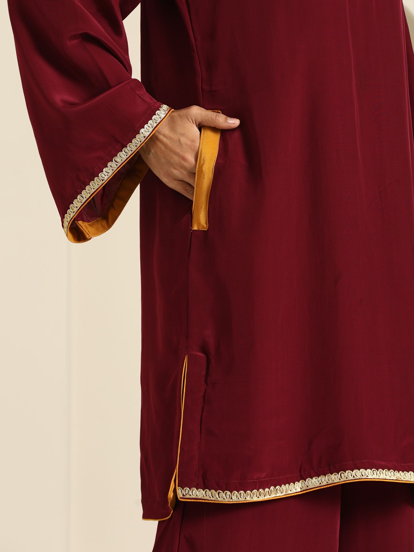 Gul Maroon Crepe Co-ord Set