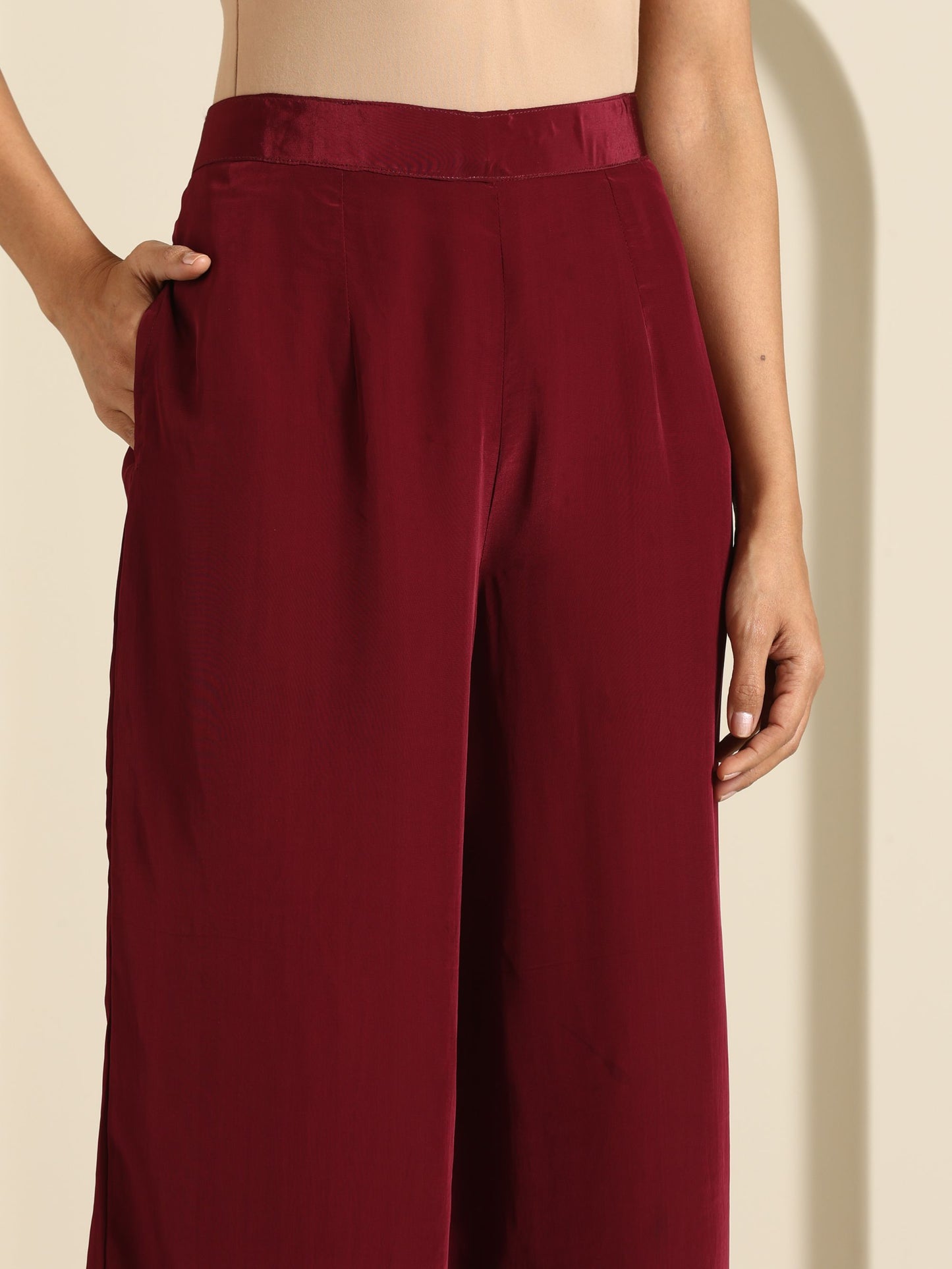 Gul Maroon Crepe Co-ord Set