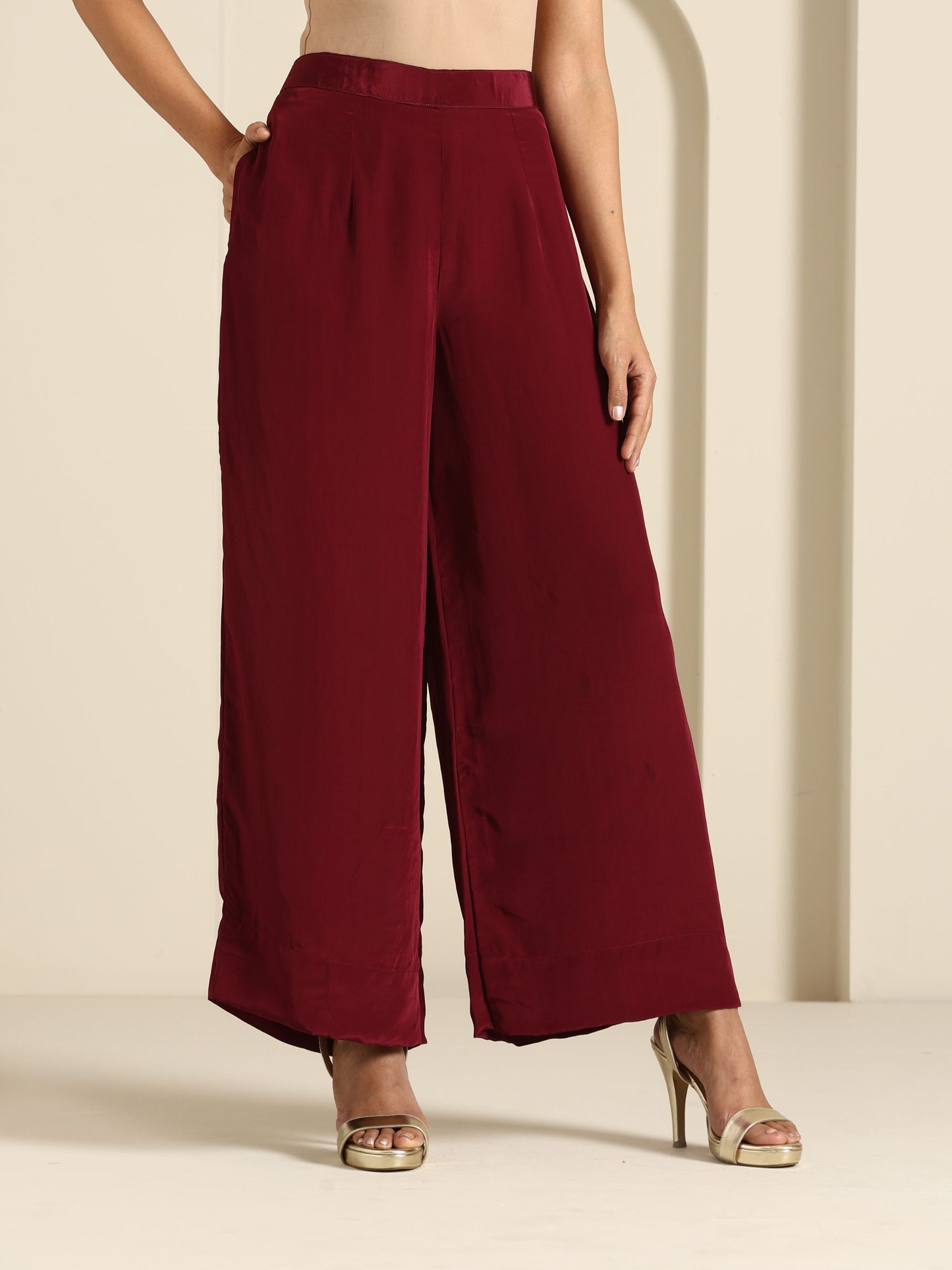 Gul Maroon Crepe Co-ord Set