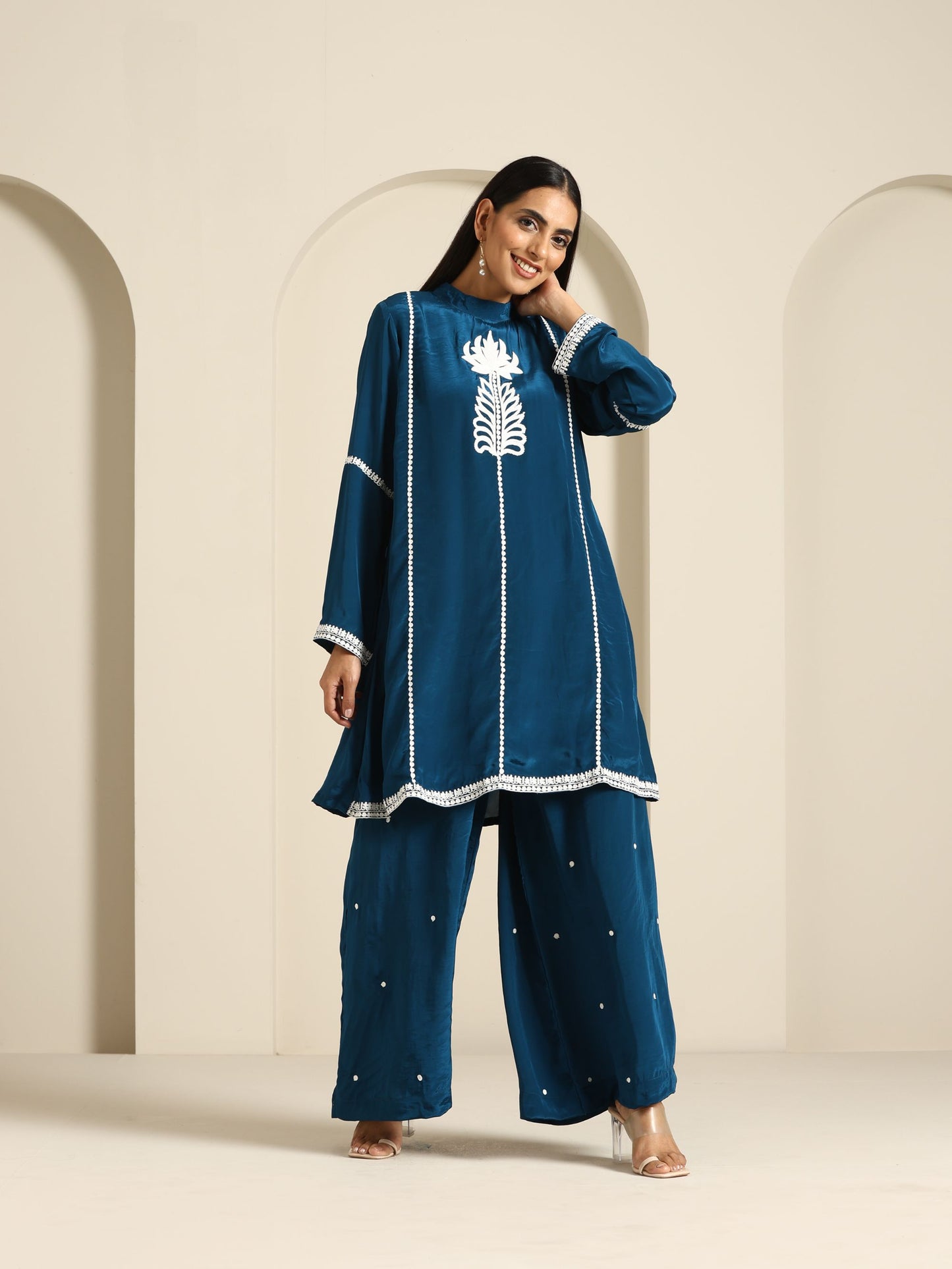 Gul Blue Crepe Co-ord Set
