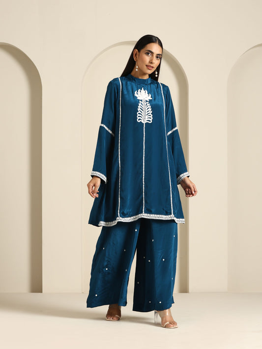 Gul Blue Crepe Co-ord Set