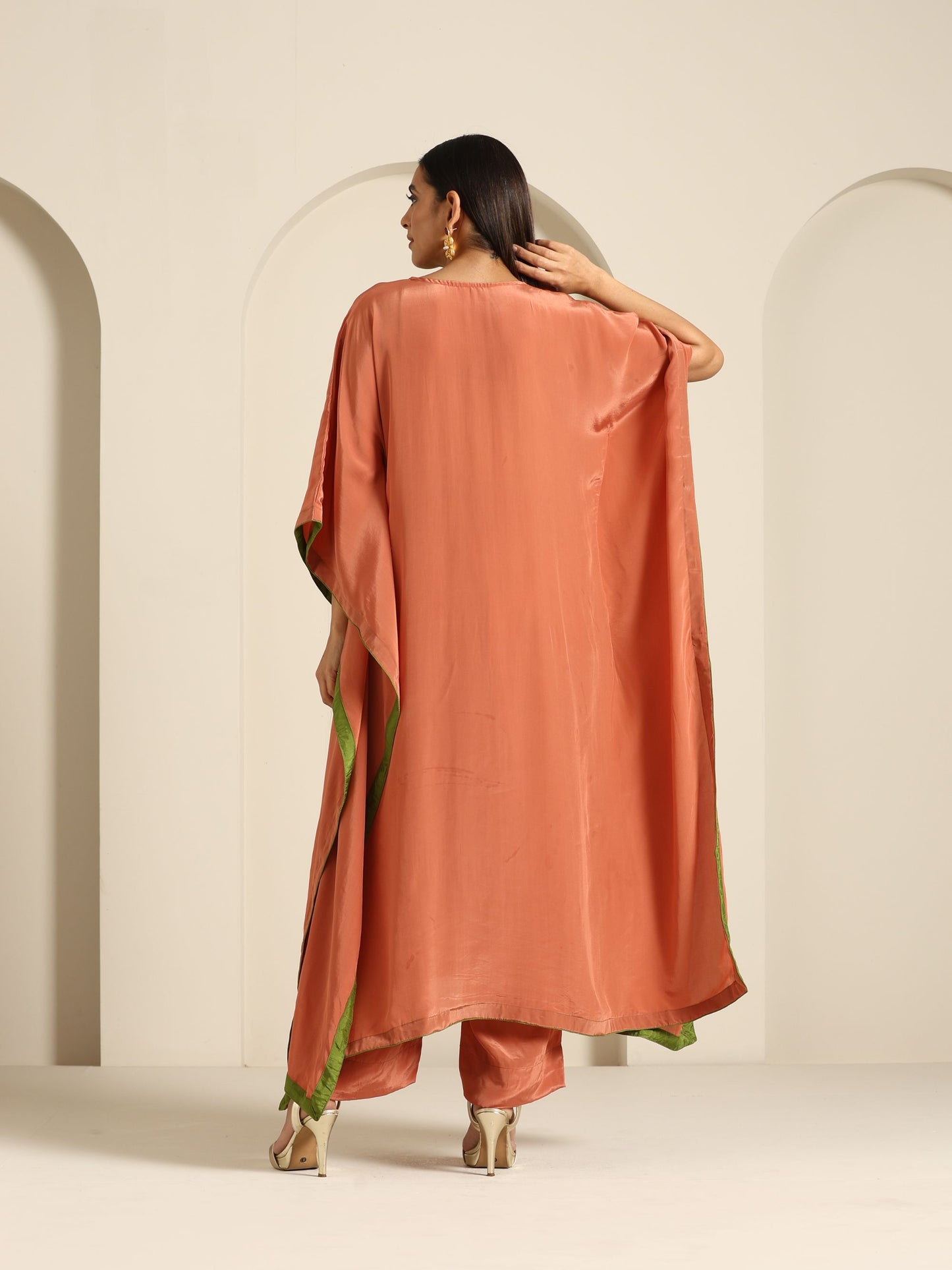 Gul Rust Crepe Kaftan Set