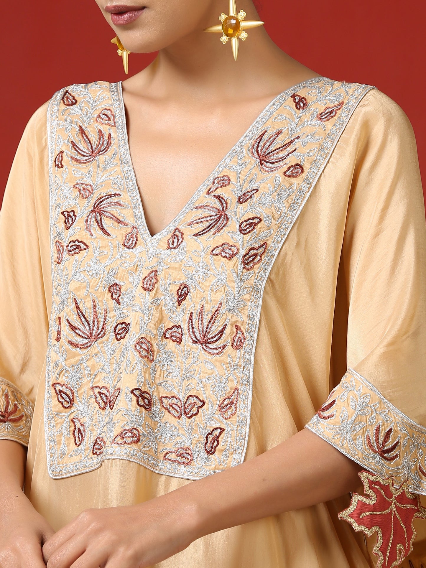 Jashn Chinar Silk Kaftan