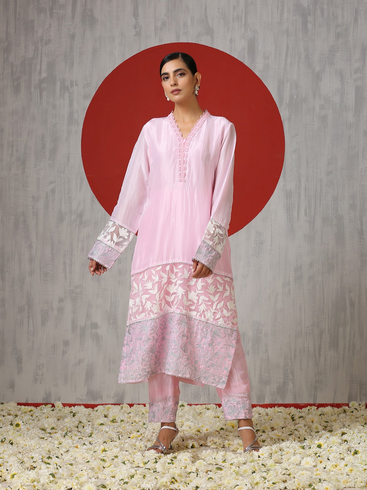 Jashn Pink Silk Suit