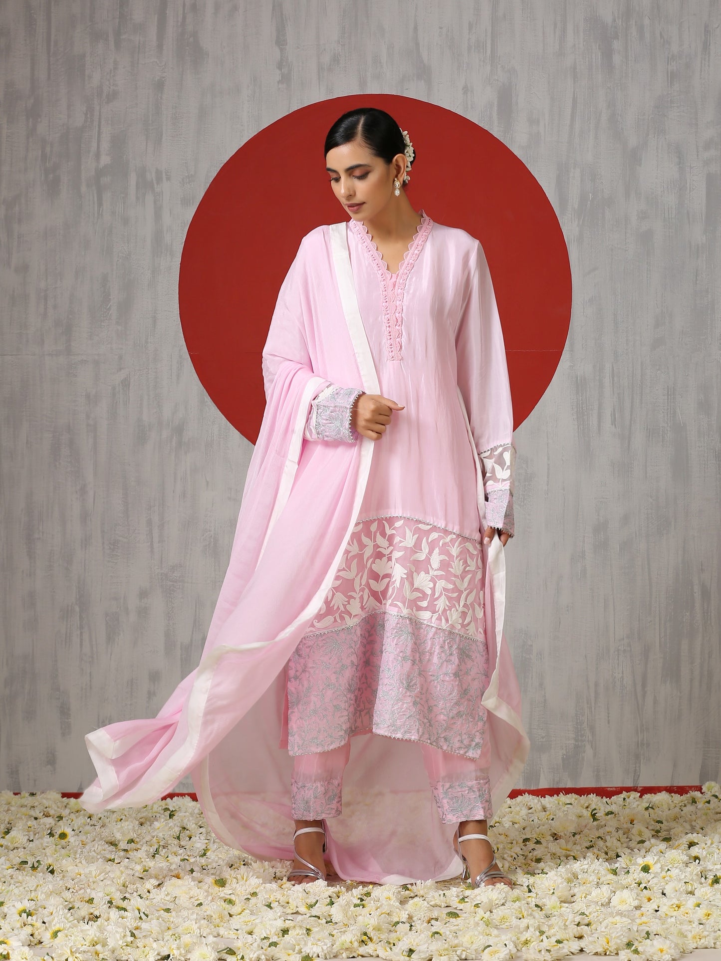 Jashn Pink Silk Suit