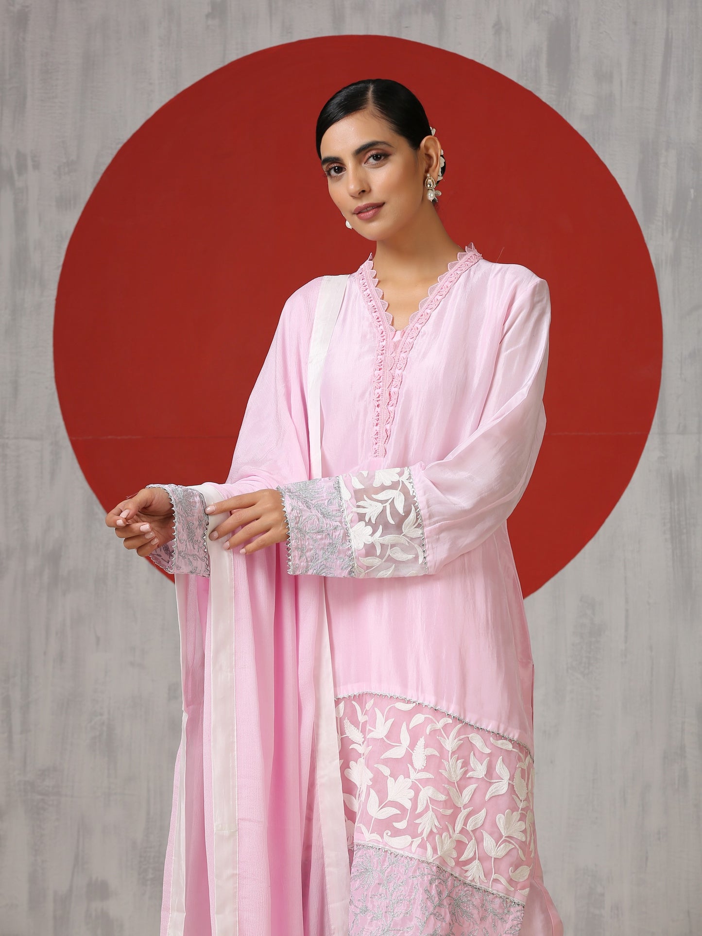 Jashn Pink Silk Suit