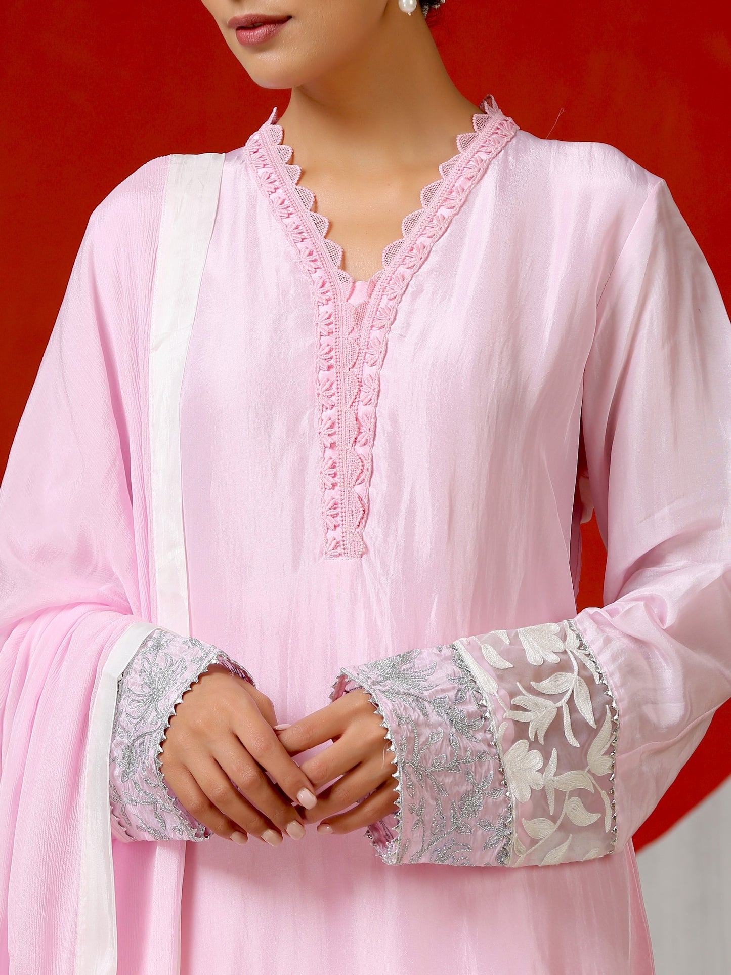 Jashn Pink Silk Suit