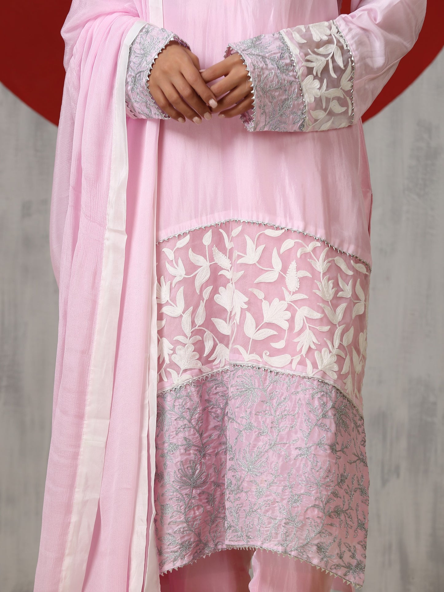 Jashn Pink Silk Suit