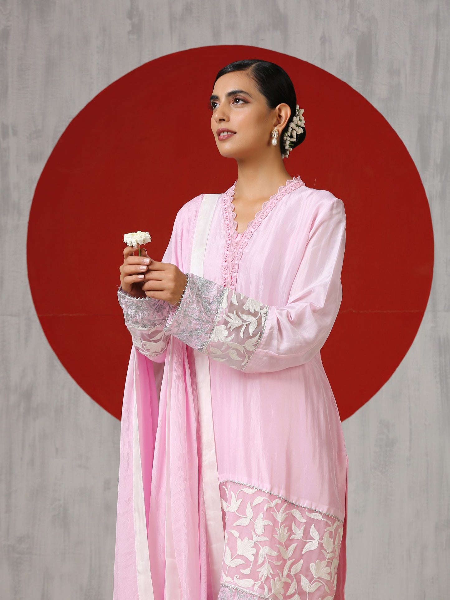 Jashn Pink Silk Suit