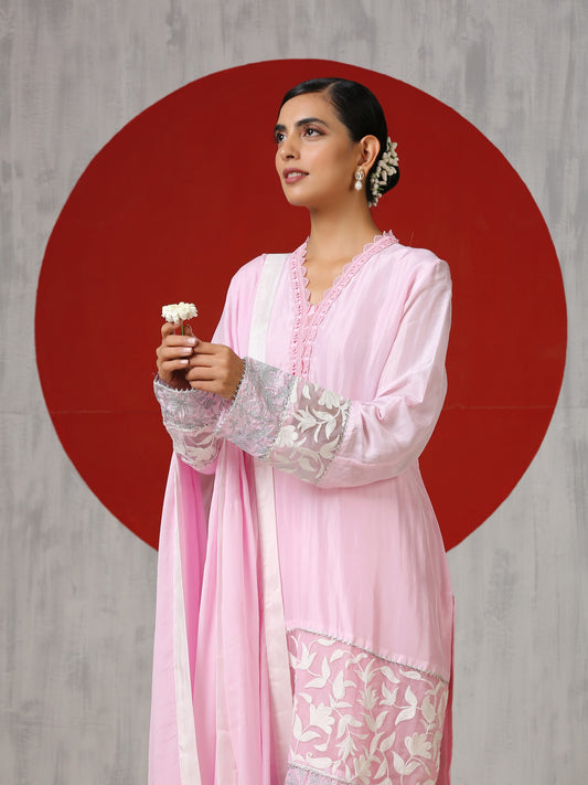 Jashn Pink Silk Suit