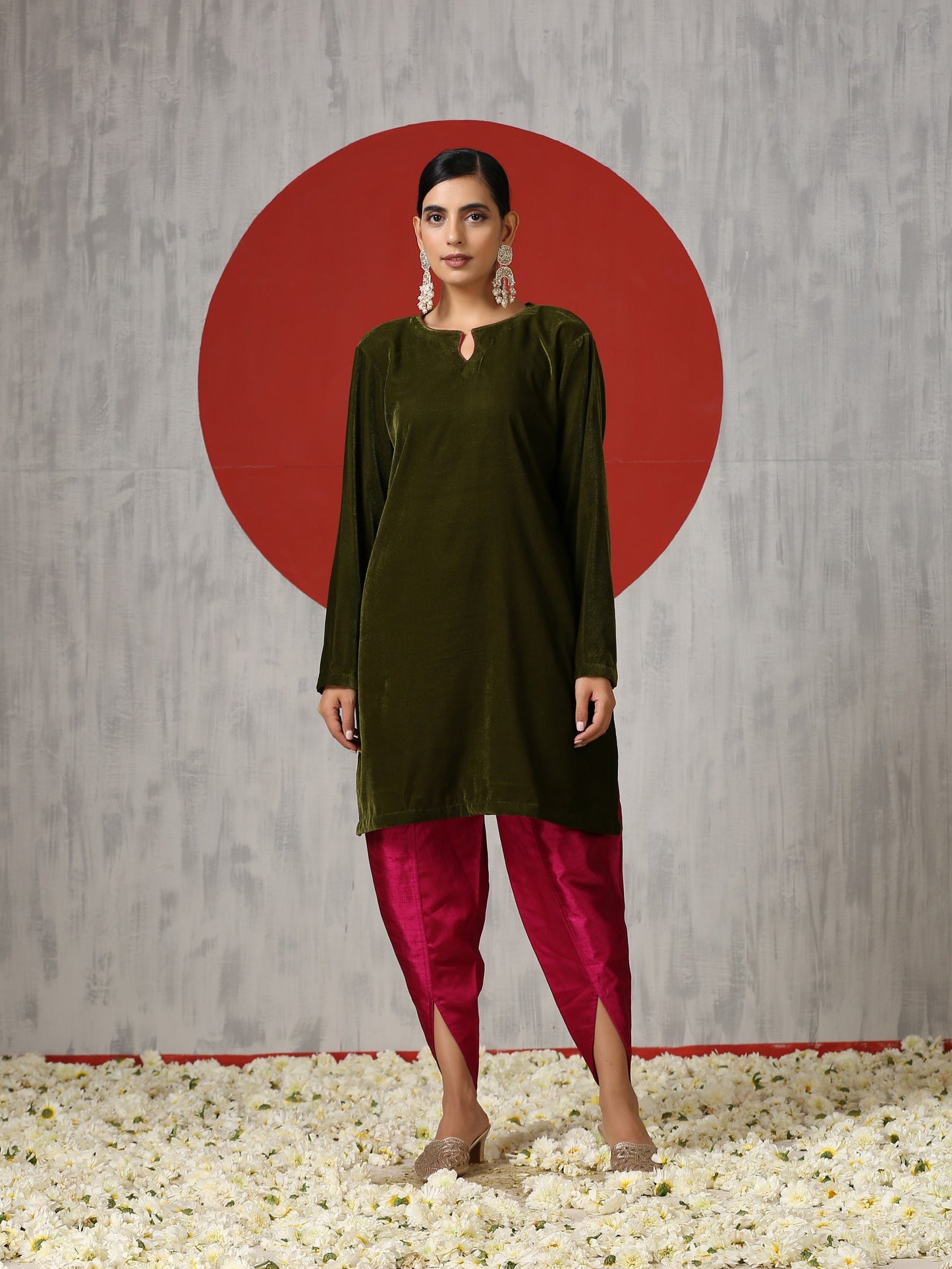 Makhmal Green Cape Dress