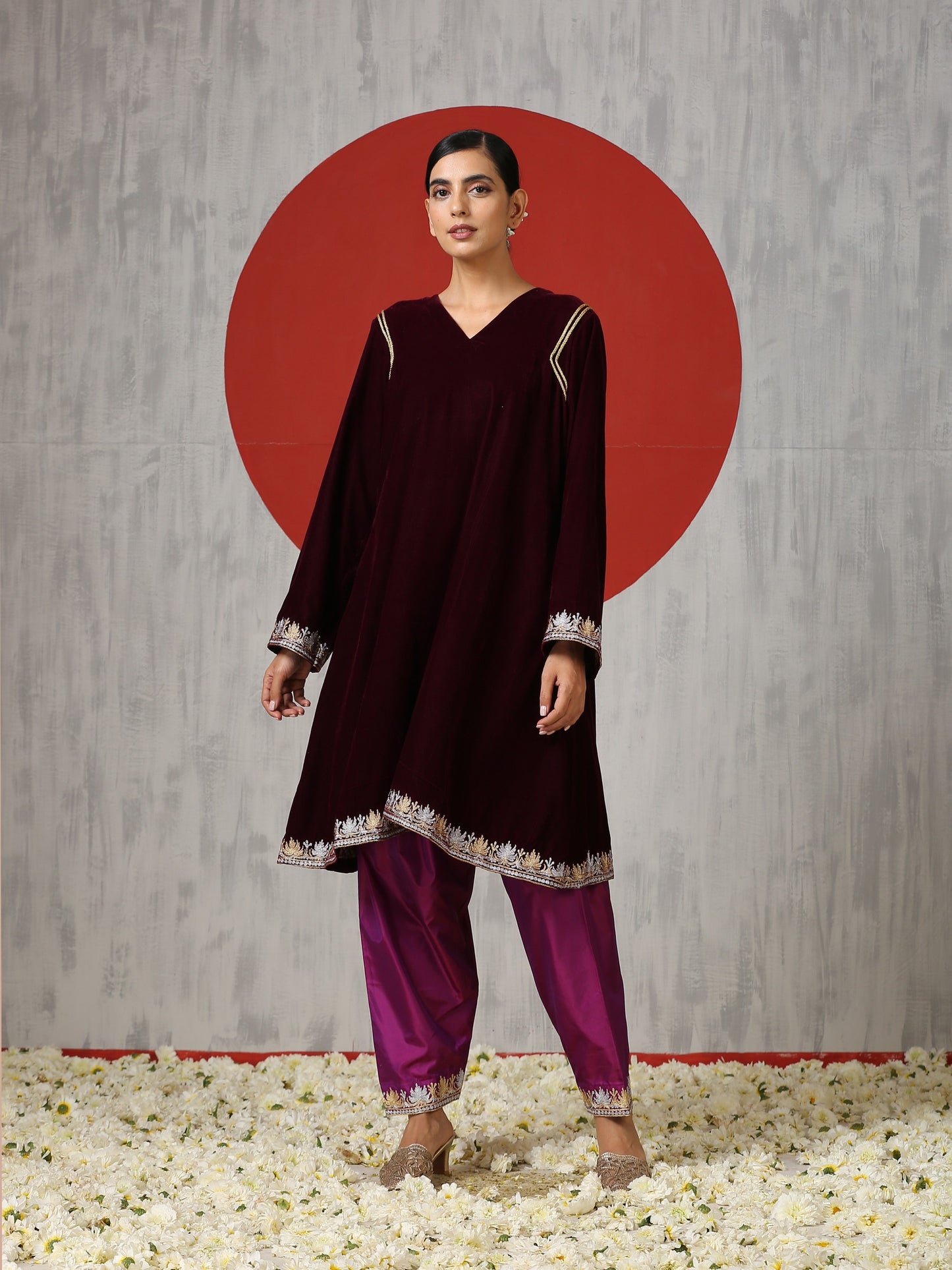 Makhmal Frock Suit Set with Salwar