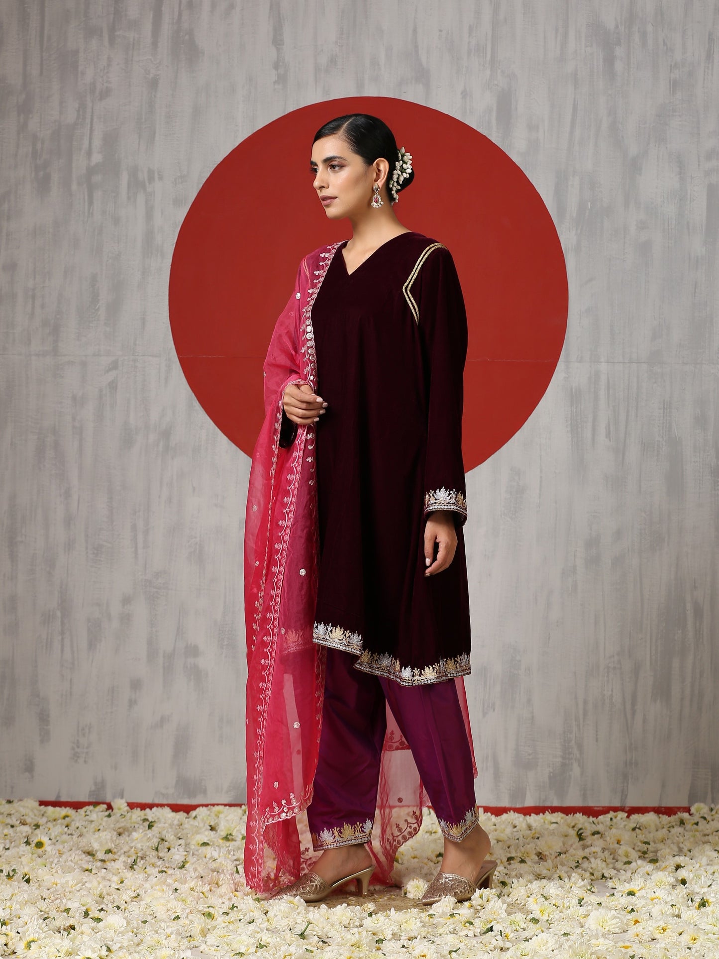 Makhmal Frock Suit Set with Salwar