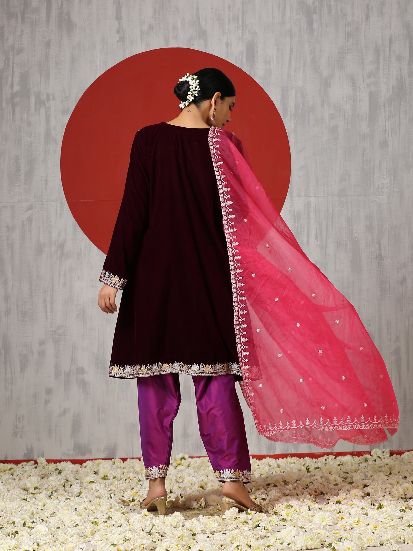 Makhmal Frock Suit Set with Salwar