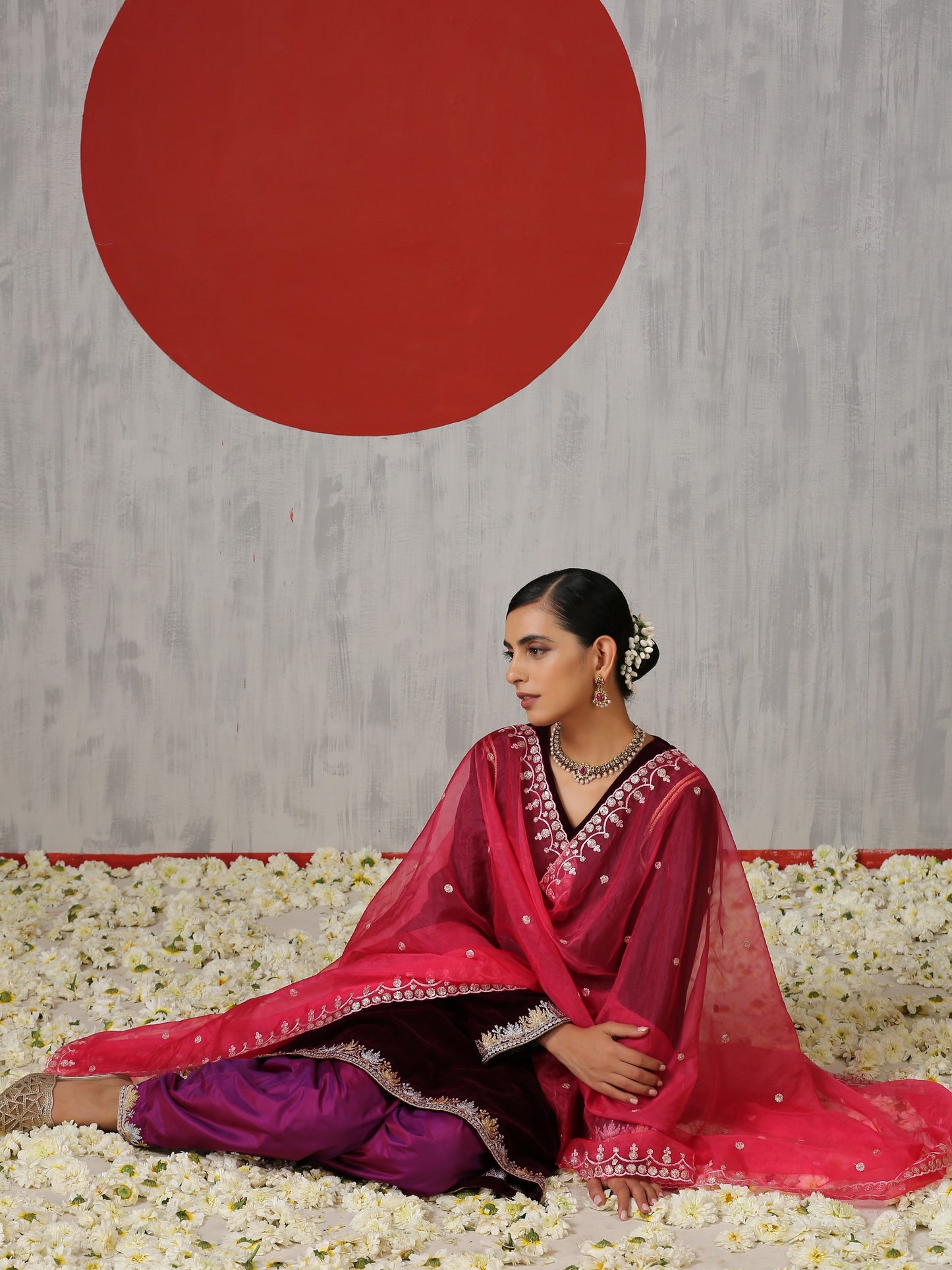 Makhmal Frock Suit Set with Salwar