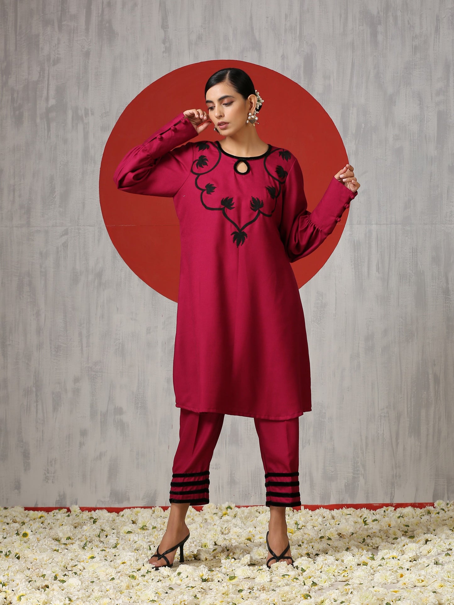 Makhmal Rouge Co-ord Set