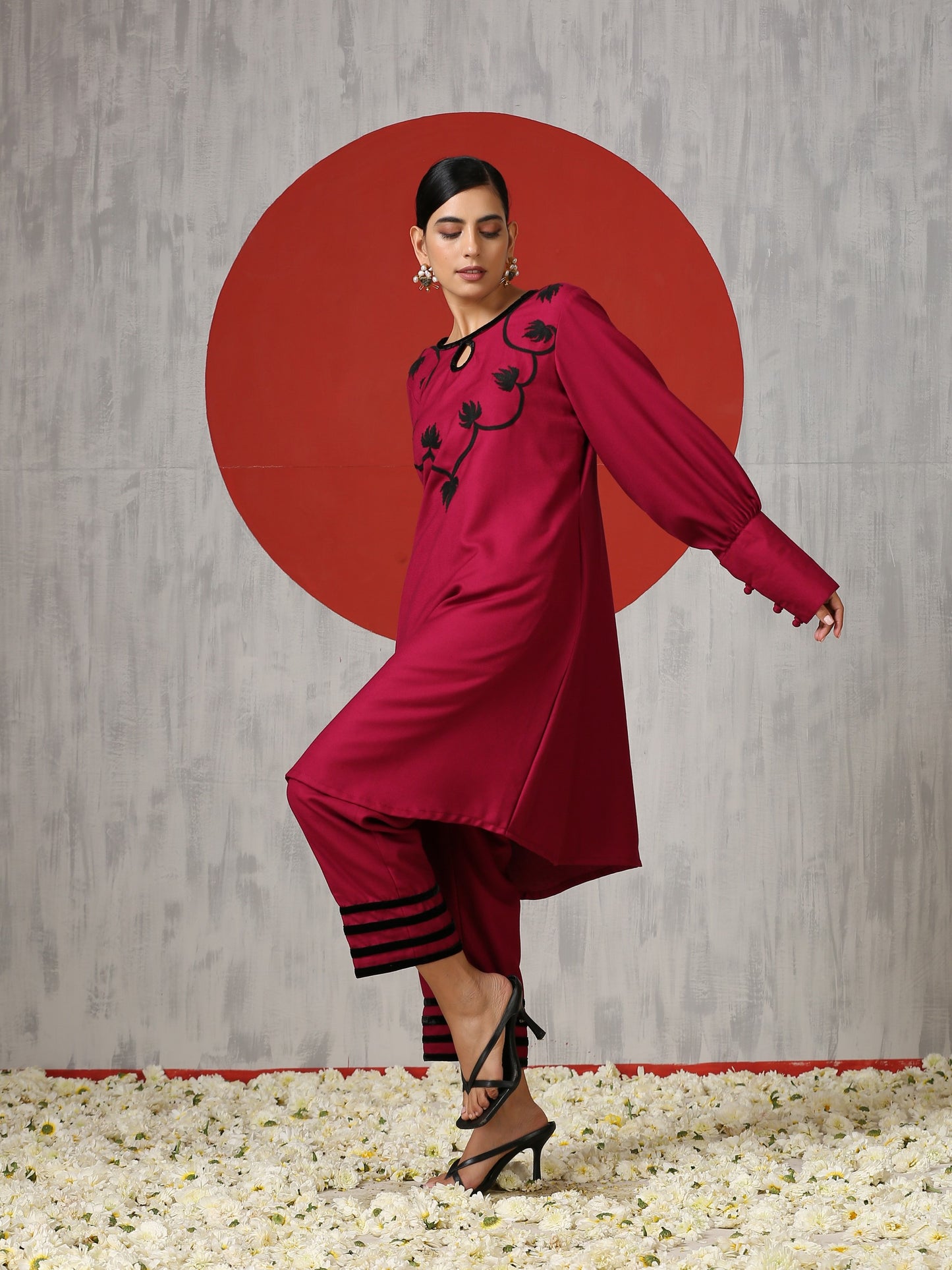 Makhmal Rouge Co-ord Set