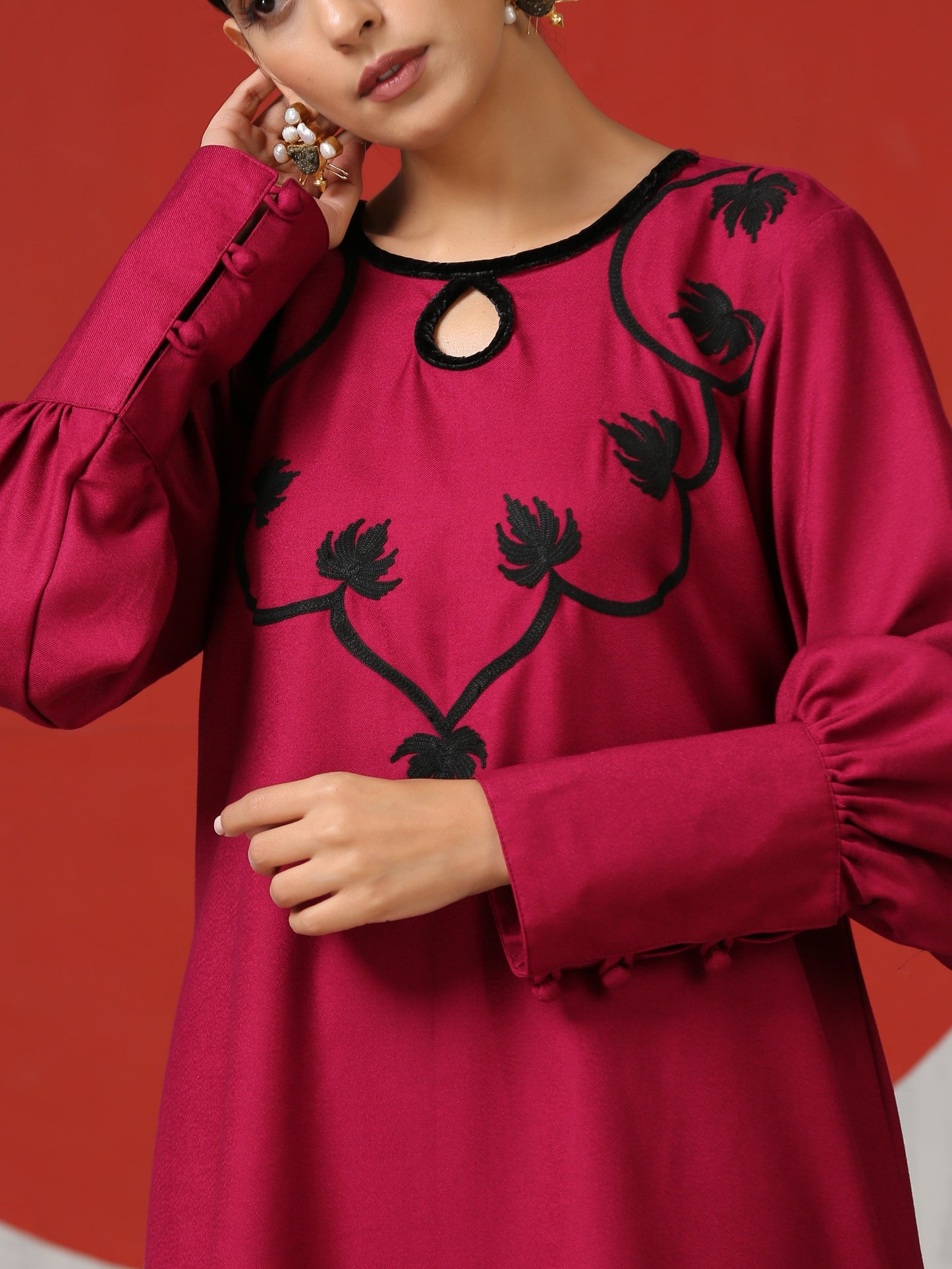 Makhmal Rouge Co-ord Set