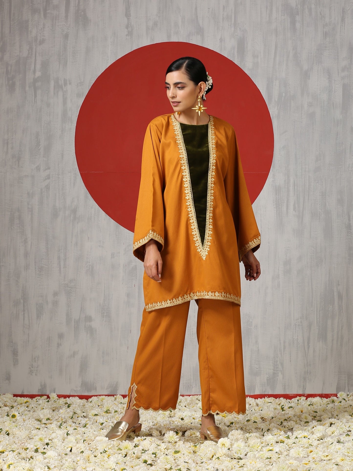 Makhmal Orange Co-ord Set