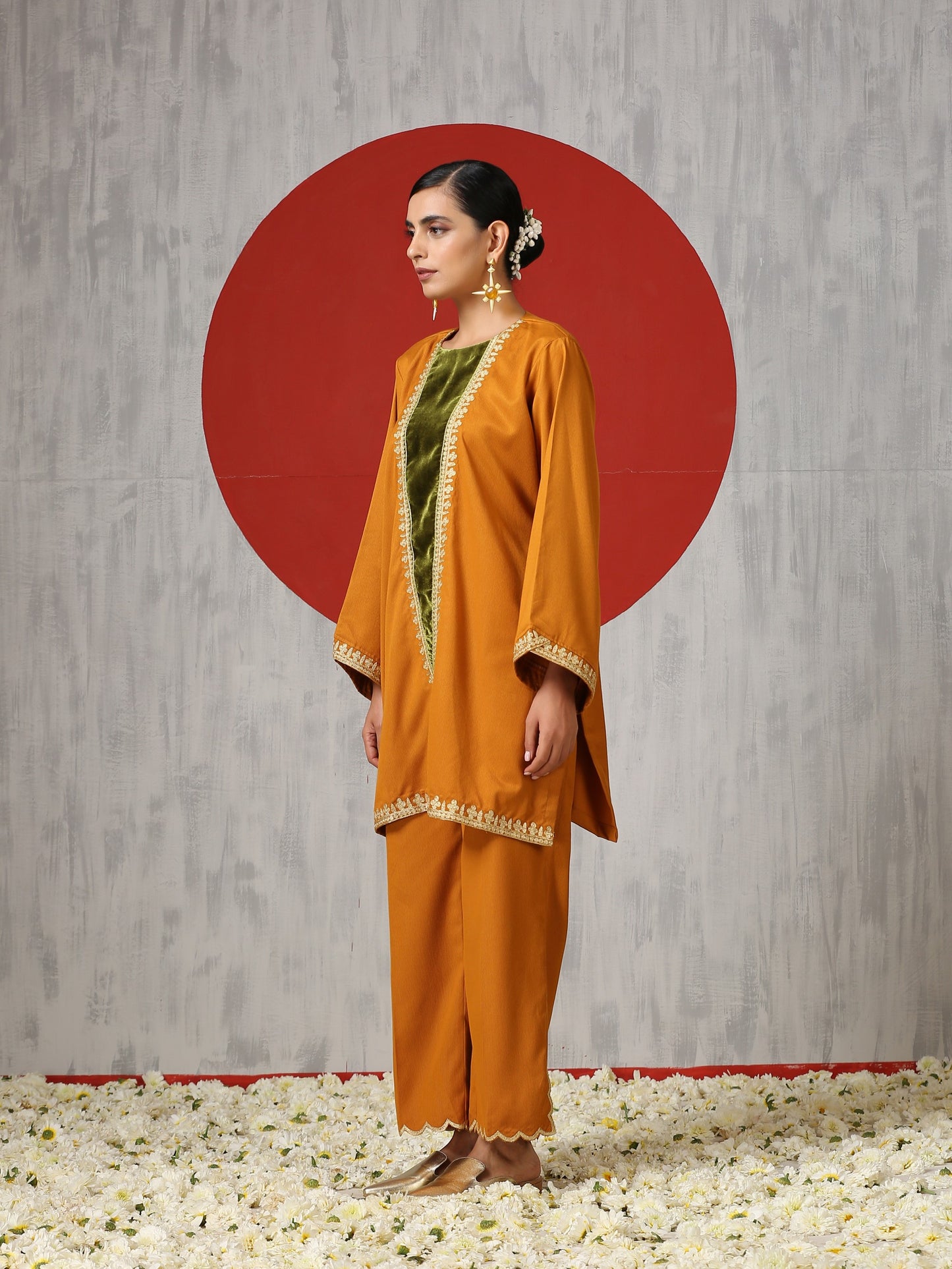 Makhmal Orange Co-ord Set