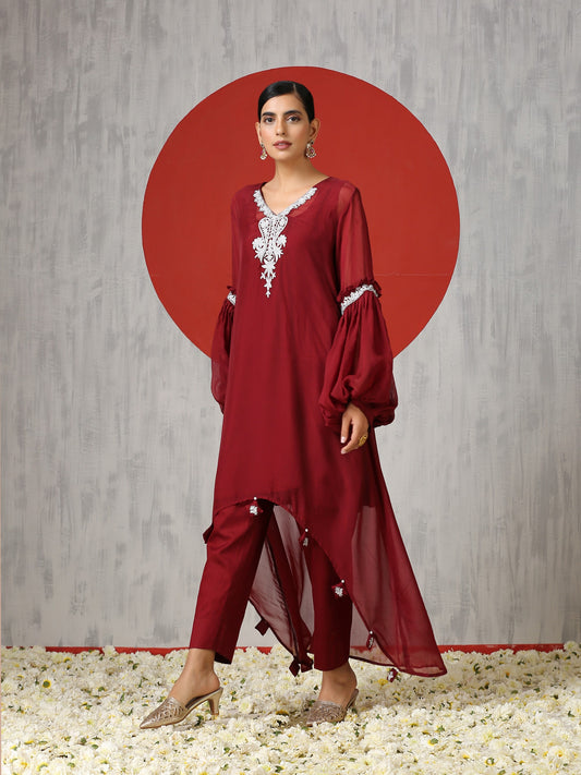 Jashn Puff Sleeves Organza Co-ord Set